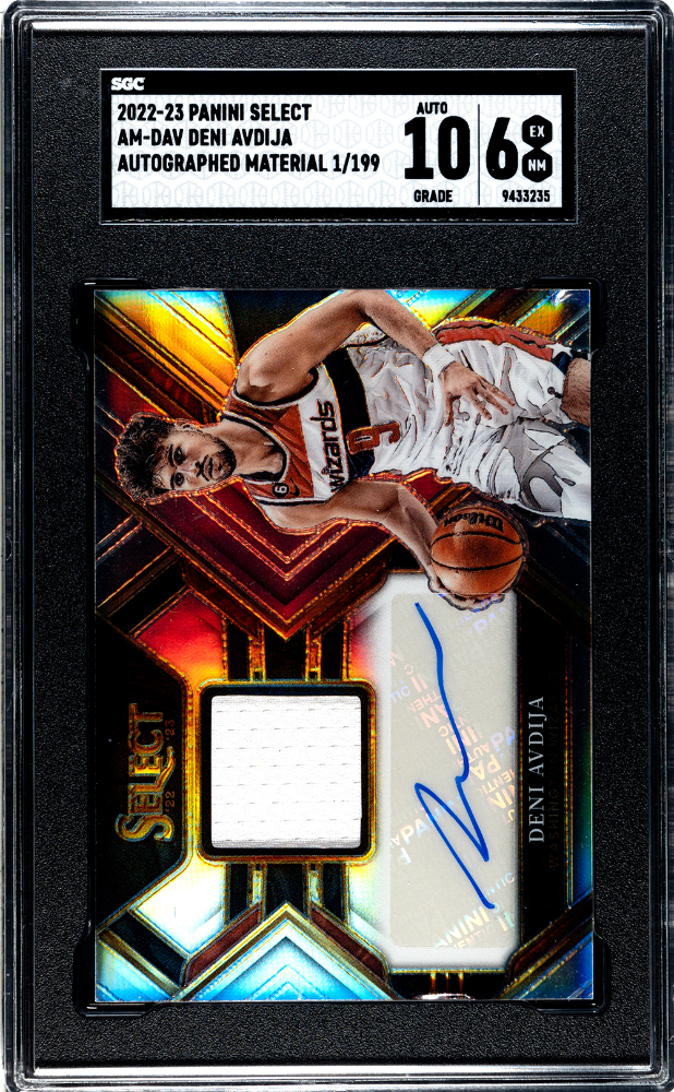 2022-23 Panini Select Deni Avdija Auto Memorabilia #/199 Wizards SGC 6/10