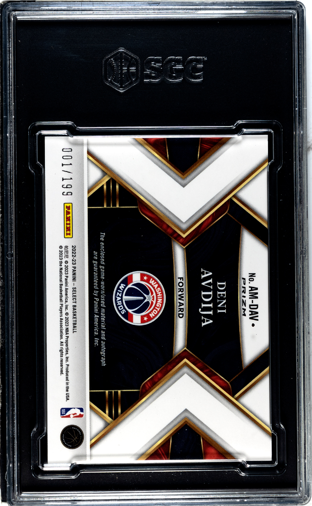 2022-23 Panini Select Deni Avdija Auto Memorabilia #/199 Wizards SGC 6/10