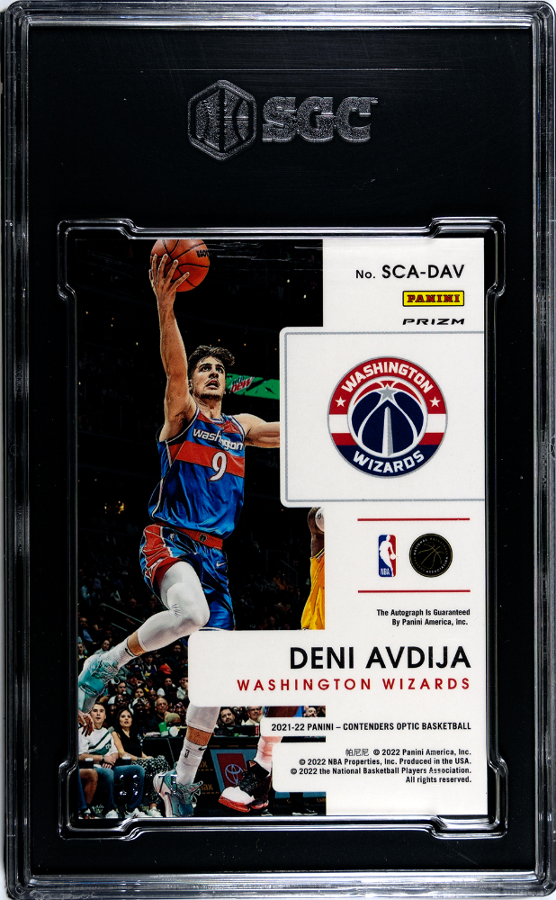 2021-22 Panini Contenders Optic Deni Avdija Sophomore Auto Blue #/75 SGC 9/10
