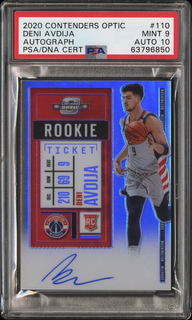 2020-21 Contenders Optic Deni Avdija Silver RC Ticket Auto #110 PSA 9 Auto 10 קלף דני אבדיה