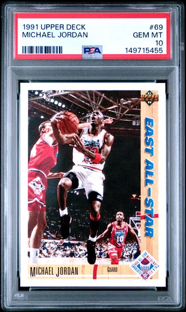 1991 UPPER DECK #69 MICHAEL JORDAN BULLS PSA 10 קלף מייקל ג'ורדן