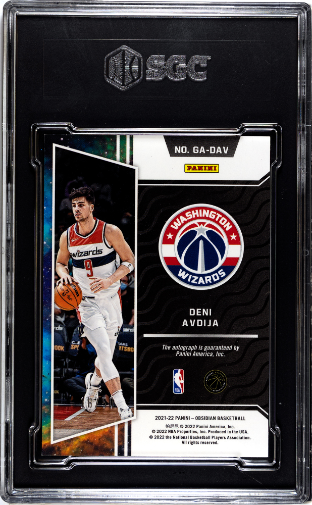 2021-22 Obsidian Deni Avdija Galaxy Auto Electric Etch Orange #/50 SGC 9/10