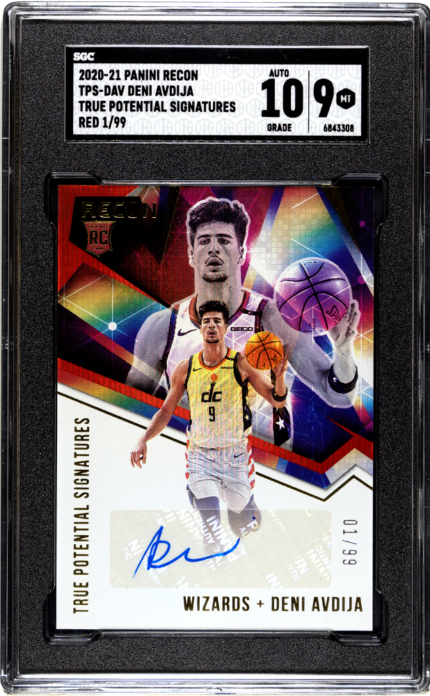 2020-21 Recon Deni Avdija True Potential Signatures RC Red Auto #/99 SGC 9/10