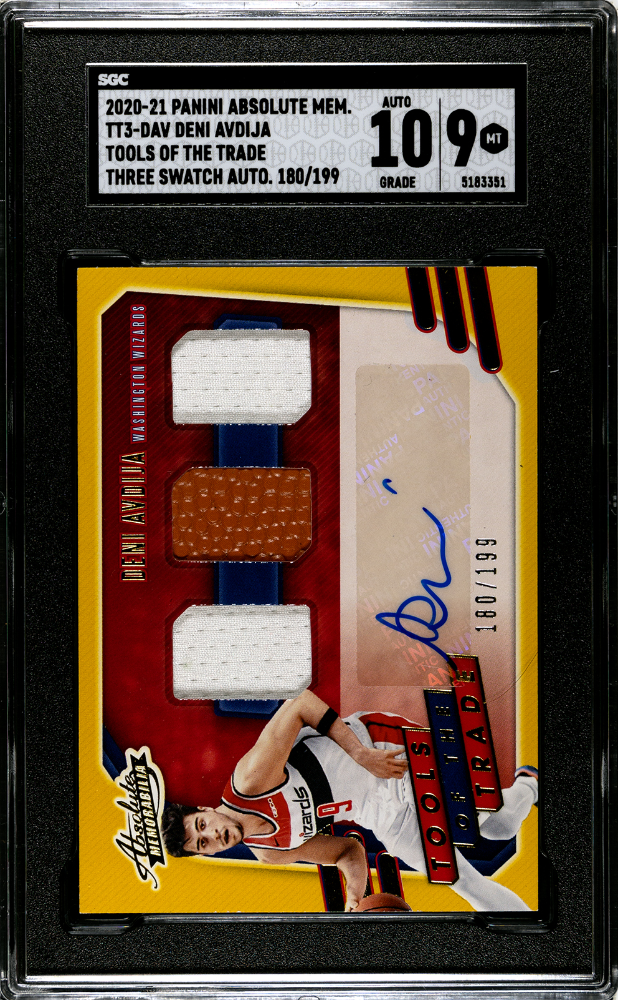 2020-21 Absolute Deni Avdija Tools of Trade Jersey Ball RC Auto 180/199 SGC 9/10 קלף דני אבדיה