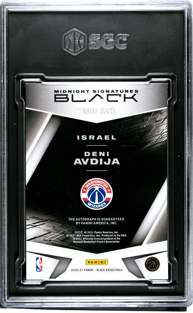 2020-21 Black Deni Avdija Rookie Midnight Signatures Silver Auto #/15 SGC 8/10
