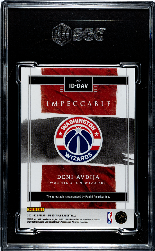 2021-22 Panini Impeccable Deni Avdija Indelible Ink Holo Gold Auto #/10 SGC 9/10