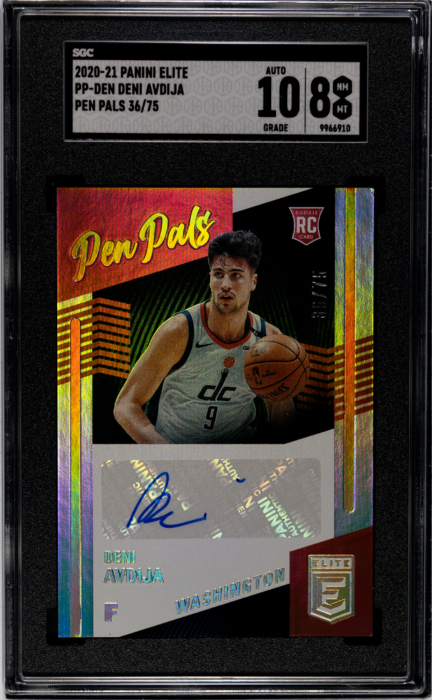 2020-21 Panini Donruss Elite Deni Avdija Pen Pals RC Auto #/75 Wizards SGC 8/10