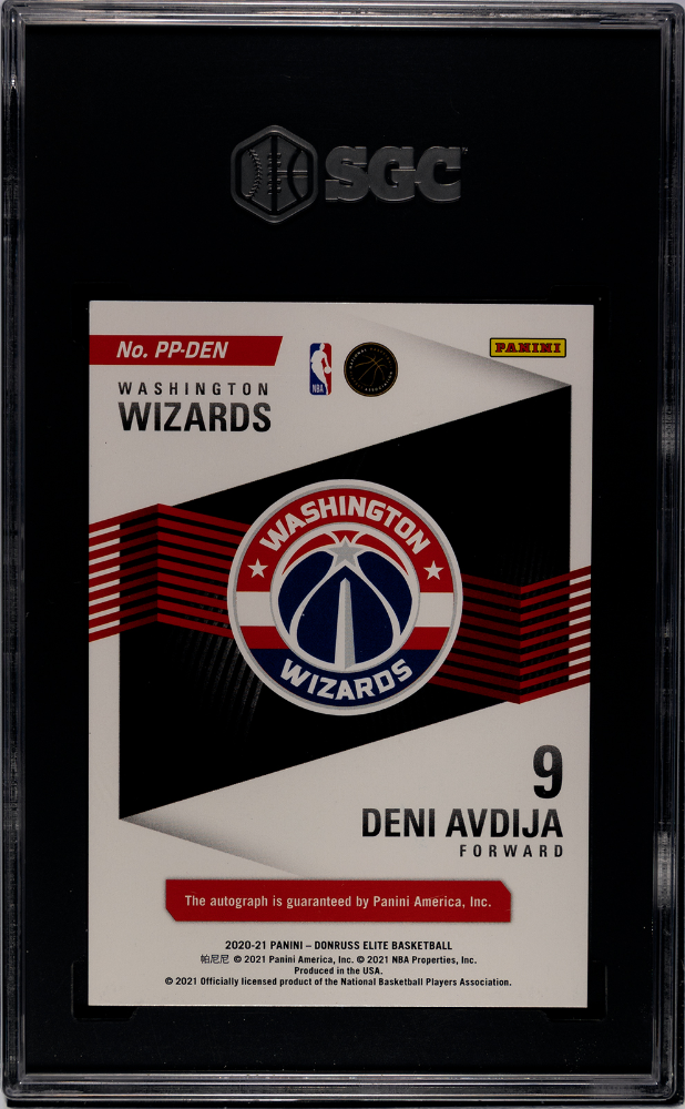 2020-21 Panini Donruss Elite Deni Avdija Pen Pals RC Auto #/75 Wizards SGC 8/10