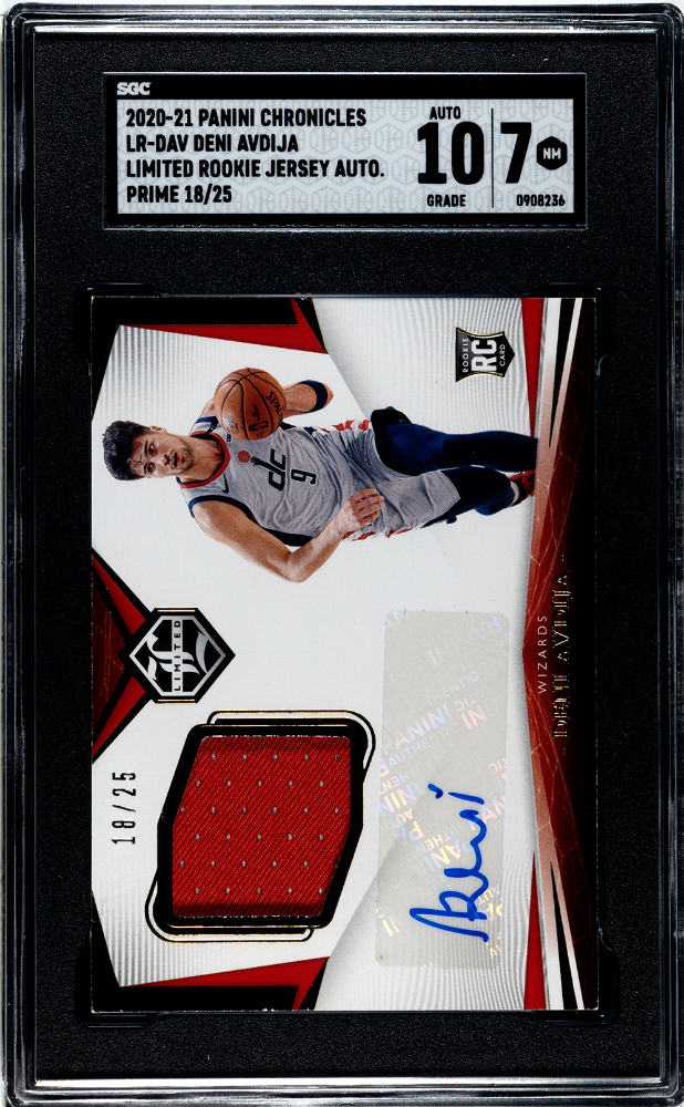 2020-21 Chronicles Deni Avdija Limited Rookie Jersey Auto RC Prime #/25 SGC 7/10 קלף דני אבדיה
