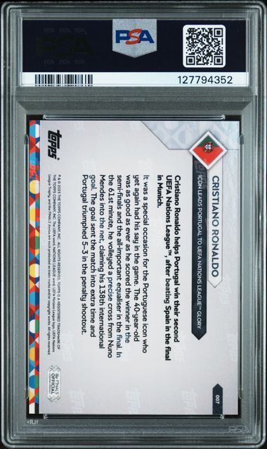2025 Topps Now Cristiano Ronaldo UEFA Nations League #7 PSA 10 GEM MINT Gem Mint קלף כריסטיאנו רונאלדו