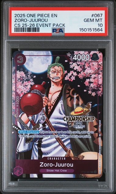 2025 One Piece EN Championship 25-26 Event Pack #067 Zoro-Juurou PSA 10 GEM MINT