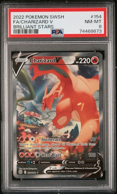 2022 Pokemon SWSH Brilliant Stars #154 Charizard V FA PSA 8 NM-MT