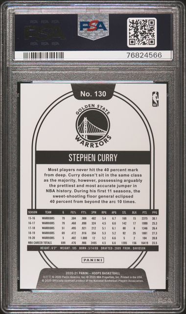 2020 PANINI HOOPS SILVER #130 STEPHEN CURRY 140/199 PSA 10 קלף סטף קרי