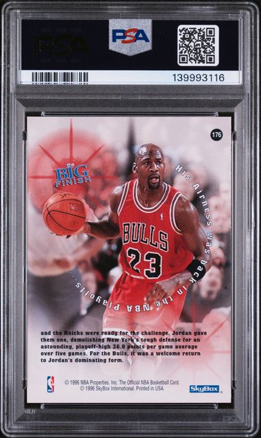 1996 Hoops #176 Michael Jordan Chicago Bulls HOF PSA 8 NM-MT