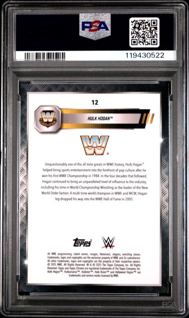 Topps Chrome WWE Hulk Hogan #12 Steel Cage Refractor /37 PSA 9 קלף האלק הוגן