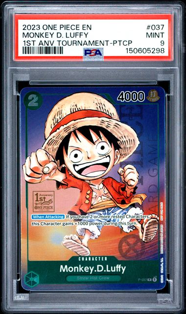 ONE PIECE MONKEY D. LUFFY 2023 PROMOS #037 1ST ANV TOURNAMENT-PTCP PSA 9