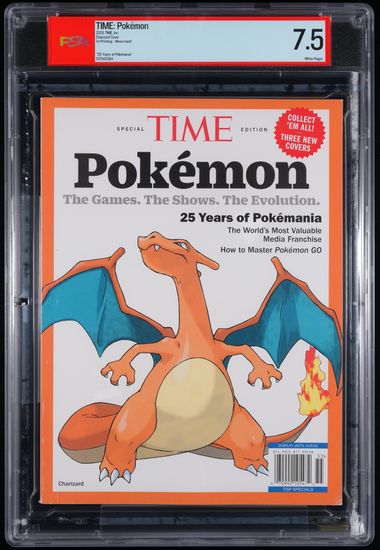 Time Magazine Pokemon Cover 2025 Charizard Newsstand 1st Printing PSA 7.5 מגזין צ'ריזארד