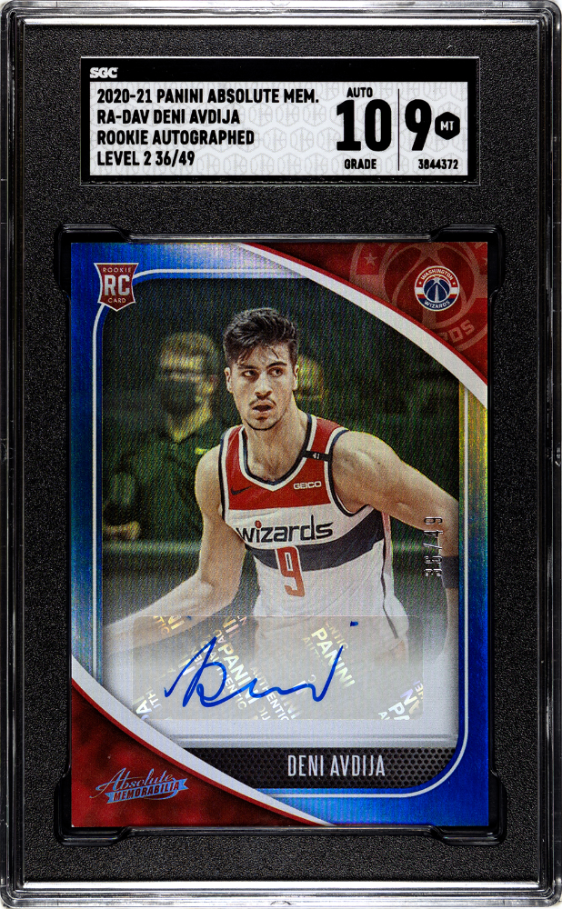 2020-21 Absolute Memorabilia Deni Avdija Rookie Auto Level 2 RC #/49 SGC 9/10 קלף דני אבדיה