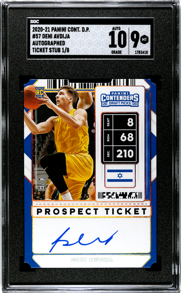 2020-21 Contenders Draft Picks Deni Avdija RC Ticket Stub Auto #/8 SGC 9/10