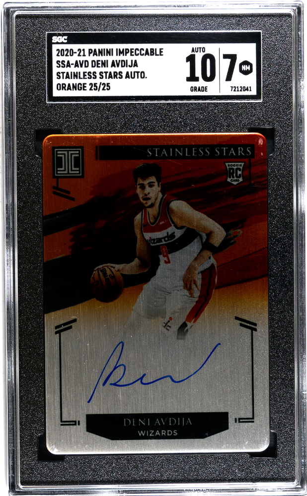 2020-21 Impeccable Deni Avdija Stainless Stars Auto RC Orange #/25 SGC 7/10