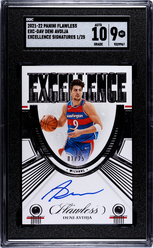 2021-22 Panini Flawless Deni Avdija Excellence Signatures Auto #/25 SGC 9/10