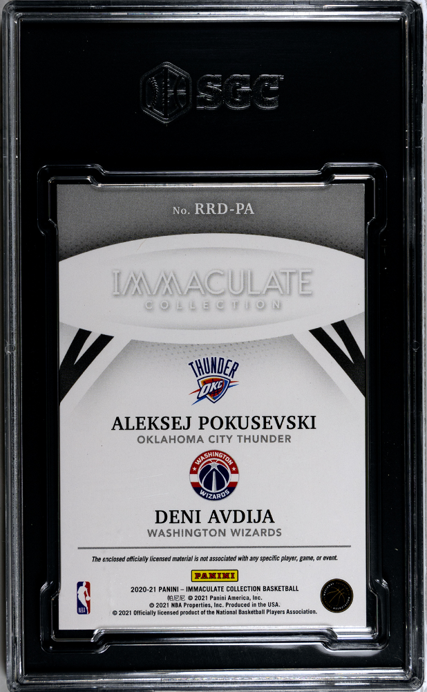 2020-21 Immaculate Aleksej Pokusevski Deni Avdija Rookie Gold #/10 SGC 7 קלף דני אבדיה