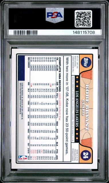 2008-09 Topps #24 Kobe Bryant HOF w/ LeBron James PSA 10 GEM MIN קלף לברון ג'יימס קובי בראיינט