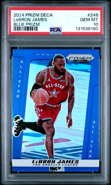 2024 Panini Blue Prizm Deca #248 LeBron James Los Angeles Lakers /149 PSA 10 קלף לברון ג'יימס