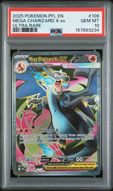 2025 POKEMON PFL EN-PHANTASMAL FLAMES #109 MEGA CHARIZARD X ex ULTRA RARE