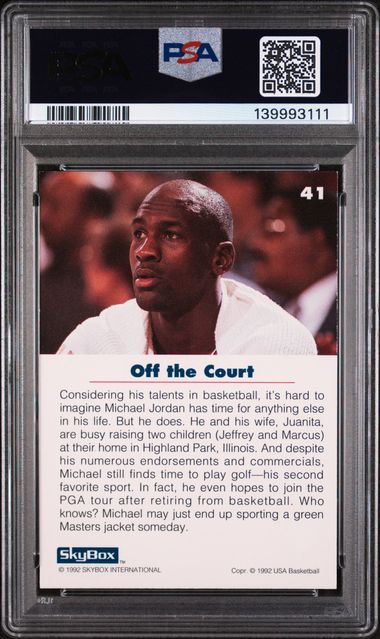1992 Skybox USA Basketball #41 Michael Jordan Chicago Bulls HOF PSA 8 NM-MT