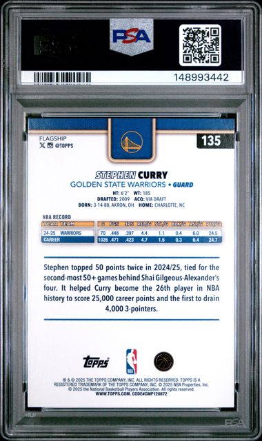 Stephen Curry POP 4 PSA 10 GEM MINT HOLO FOIL 2025 Topps Warriors! קלף סטף קרי
