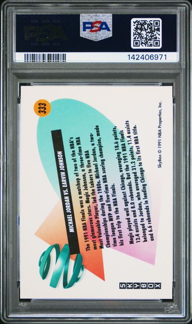 1991 SKYBOX #333 MICHAEL JORDAN vs. MAGIC JOHNSON HOF PSA 10