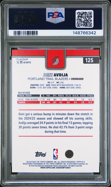 2025 TOPPS GOLD HOLO FOIL #125 DENI AVDIJA 4/50 PSA 9