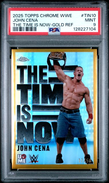 2025 Topps Chrome WWE John Cena The Time Is Now Gold Refractor /50 PSA 9 TIN10 קלף ג'ון סינה