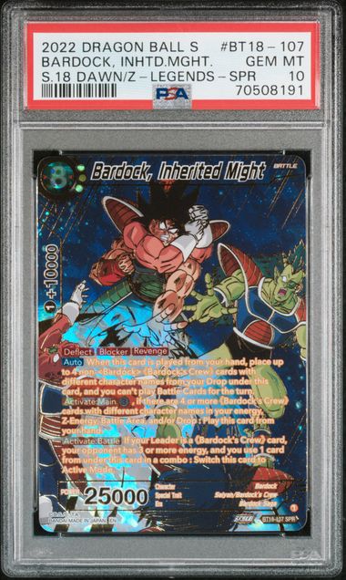 2022 Dragon Ball Bardock Inherited Might PSA 10 SPR Dawn Z Legends #BT18-107