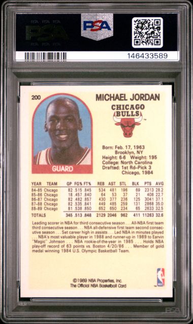 1989 HOOPS #200 MICHAEL JORDAN BULLS HOF PSA 10 קלף מייקל ג'ורדן