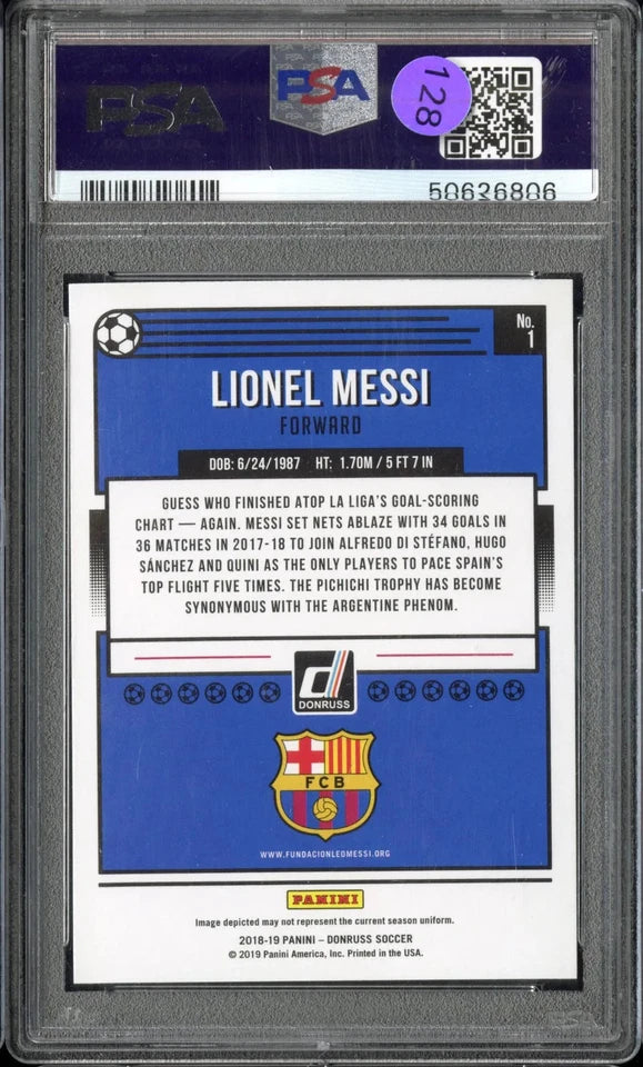 2018-19 Panini Donruss Soccer Lionel Messi #1 PSA 10 קלף מסי