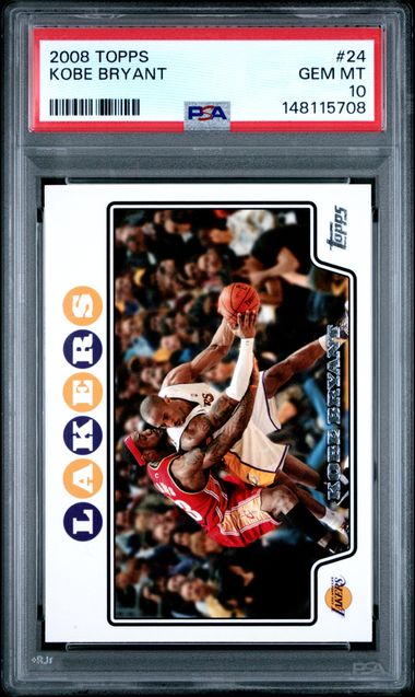 2008-09 Topps #24 Kobe Bryant HOF w/ LeBron James PSA 10 GEM MIN קלף לברון ג'יימס קובי בראיינט