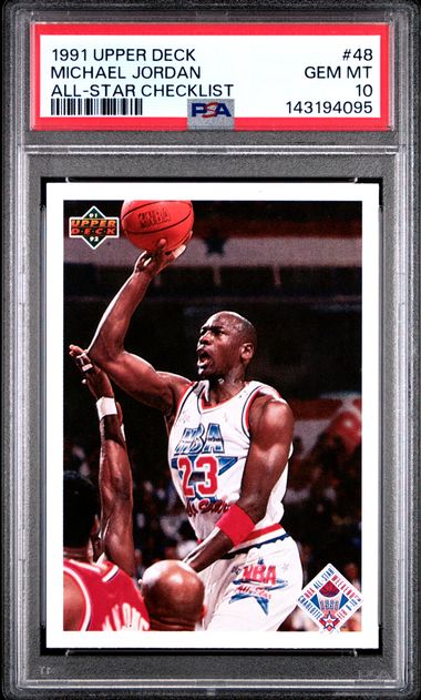 1991 UPPER DECK #48 MICHAEL JORDAN HOF ALL-STAR CHECKLIST PSA 10
