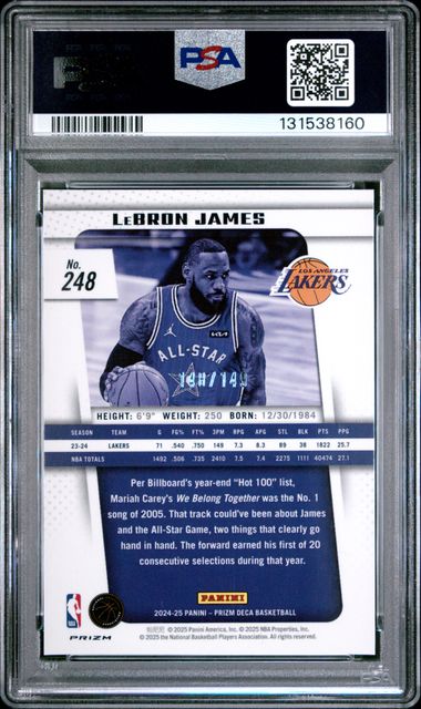 2024 Panini Blue Prizm Deca #248 LeBron James Los Angeles Lakers /149 PSA 10 קלף לברון ג'יימס